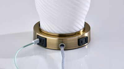 Simplee Adesso Freya 24"H Incandescent Table Lamp, White/Antique Brass, 2/Pack (SL0374-02)