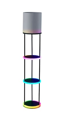 Simplee Adesso Keely Incandescent RGB Color Changing Shelf Lamp, 56.8H, Black/Linen Fabric Shade (SL0970-01)