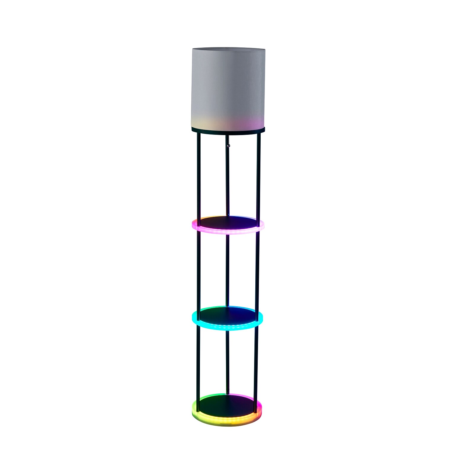 Simplee Adesso Keely Incandescent RGB Color Changing Shelf Lamp, 56.8H, Black/Linen Fabric Shade (SL0970-01)