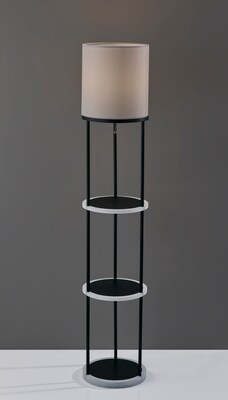 Simplee Adesso Keely Incandescent RGB Color Changing Shelf Lamp, 56.8H, Black/Linen Fabric Shade (SL0970-01)