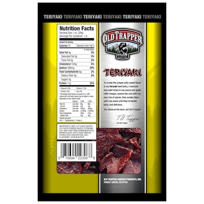 Old Trapper Teriyaki Beef Jerky Meat Stick, 1.8 oz., 6/Box (22306T)