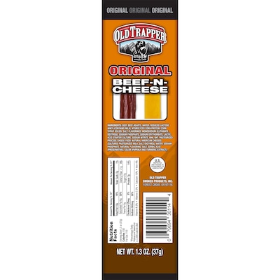 Old Trapper Beef N Cheese Original Beef Jerky Meat Stick, 1.3 oz., 14/Box (30114T)