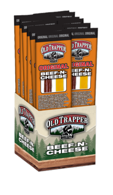Old Trapper Beef N Cheese Original Beef Jerky Meat Stick, 1.3 oz., 14/Box (30114T)