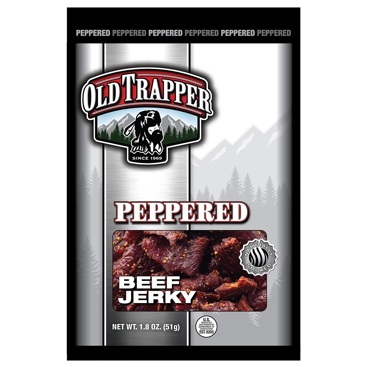 Old Trapper Peppered Beef Jerky Meat Stick, 1.8 oz., 6/Box (22206T)