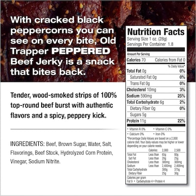 Old Trapper Peppered Beef Jerky Meat Stick, 1.8 oz., 6/Box (22206T)