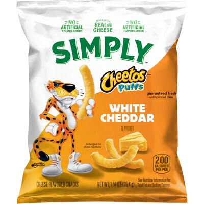 Simply White Cheddar Cheetos, 1.25 oz., 64 Bags/Carton (05819)