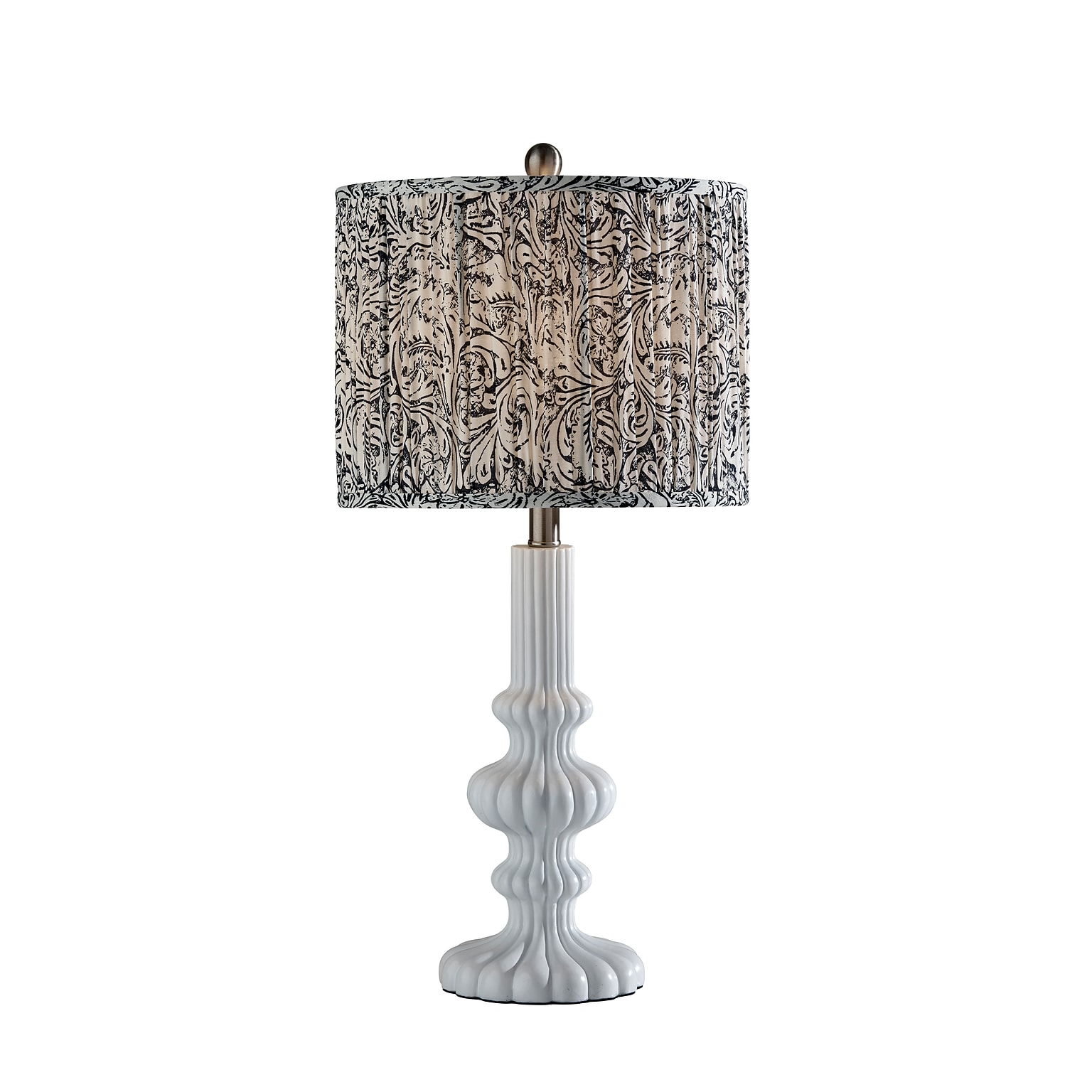 Adesso Ambrose 27H Incandescent Table Lamp, White/Navy and White Fabric Shade (1654-02)