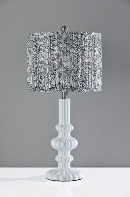 Adesso Ambrose 27"H Incandescent Table Lamp, White/Navy and White Fabric Shade (1654-02)