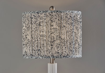 Adesso Ambrose 27"H Incandescent Table Lamp, White/Navy and White Fabric Shade (1654-02)
