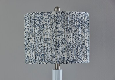 Adesso Ambrose 27"H Incandescent Table Lamp, White/Navy and White Fabric Shade (1654-02)