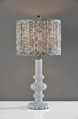 Adesso Ambrose 27"H Incandescent Table Lamp, White/Navy and White Fabric Shade (1654-02)