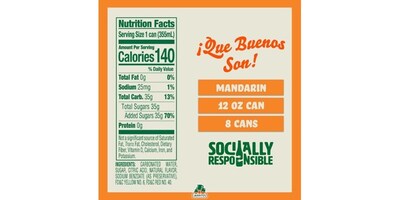 Jarritos Mandarin Soda, Caffeine Free 12 oz., 24 Cans/Carton (19201)