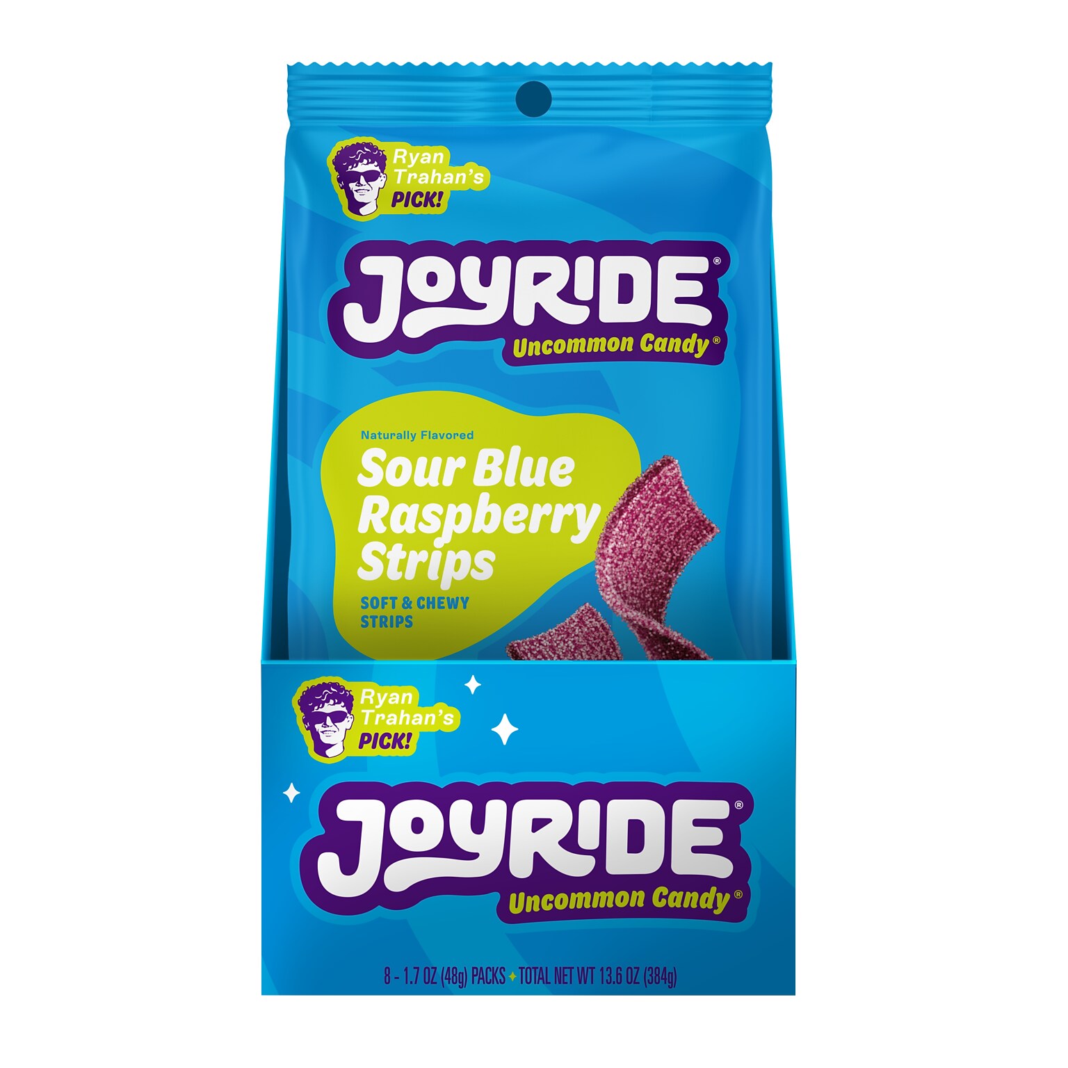 JOYRIDE Sour Blue Raspberry Strips, 1.7oz., 8/Box (0100326)
