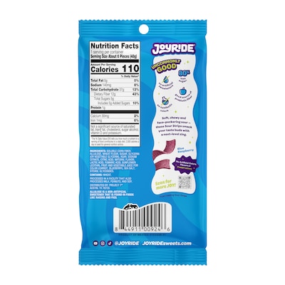 JOYRIDE Sour Blue Raspberry Strips, 1.7oz., 8/Box (0100326)
