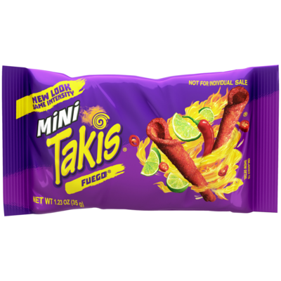 Takis Mini Fuego Rolls, 1.23 oz., 25 Bags/Pack, 5 Packs/Carton (34740)