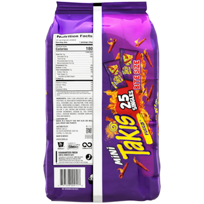 Takis Mini Fuego Rolls, 1.23 oz., 25 Bags/Pack, 5 Packs/Carton (34740)