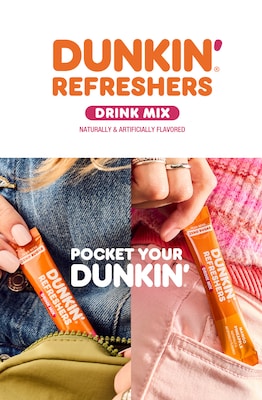 Dunkin' Refresher Assorted Flavors Powder Drink Mix, 2.56oz, 30/Box (33830)
