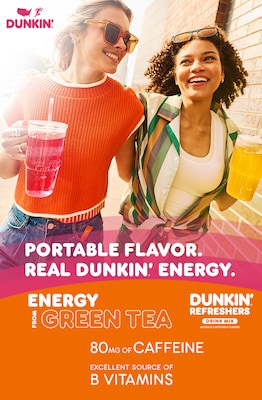 Dunkin' Refresher Assorted Flavors Powder Drink Mix, 2.56oz, 30/Box (33830)