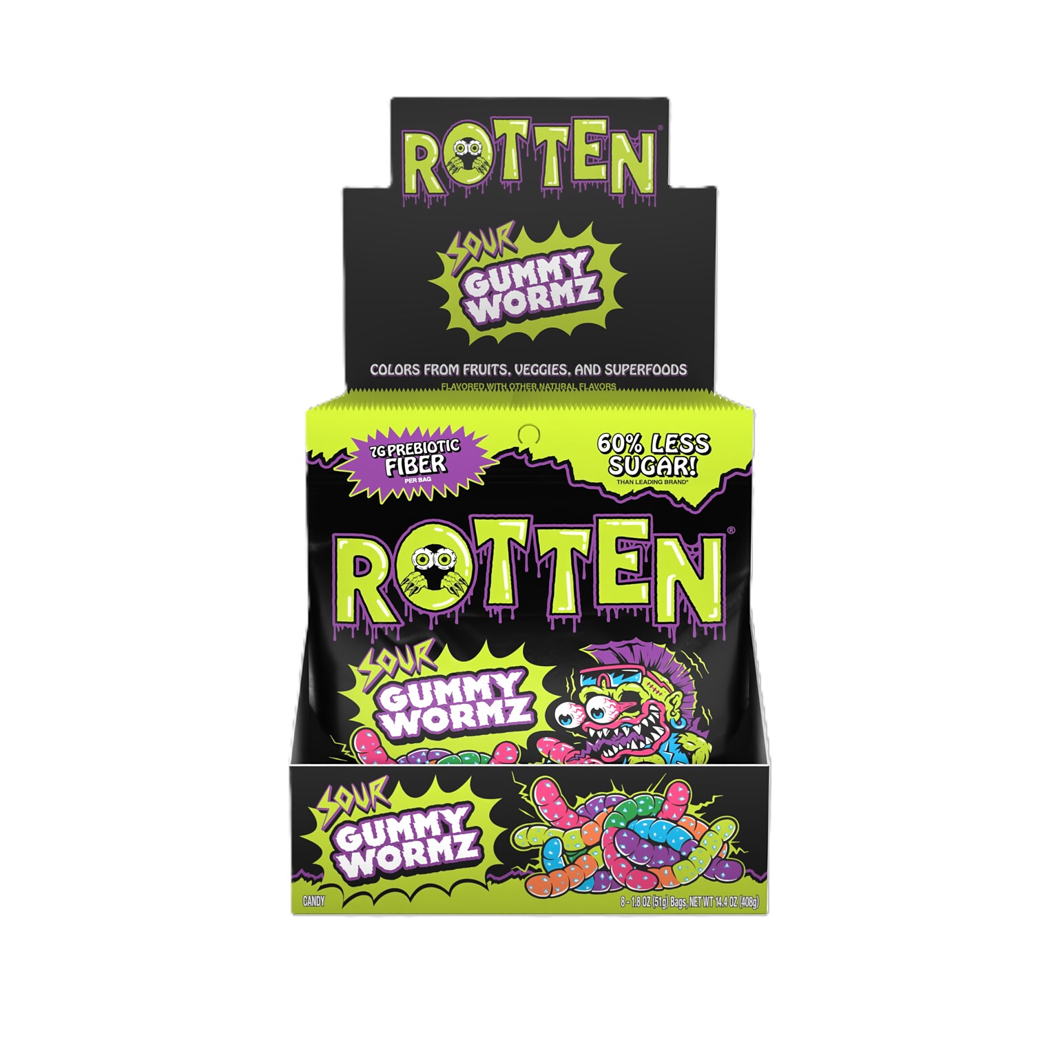 Rotten Sour Worms, 1.8oz., 8/Box (10102012)