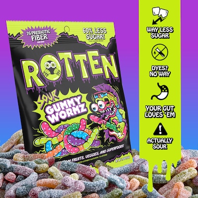 Rotten Sour Worms, 1.8oz., 8/Box (10102012)
