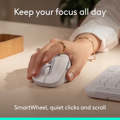 Logitech Signature Comfort Plus M840 L Wireless Ergonomic Optical Mouse, Off White (910-007710)