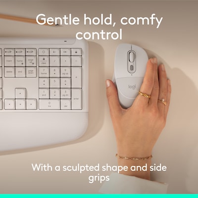 Logitech Signature Comfort Plus M840 L Wireless Ergonomic Optical Mouse, Off White (910-007710)