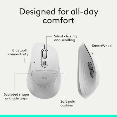 Logitech Signature Comfort Plus Combo MK880 Wireless Keyboard and Mouse Combo, Comfort Keyboard with Palm Rest, Off-white