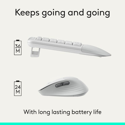Logitech Signature Comfort Plus Combo MK880 Wireless Keyboard and Mouse Combo, Comfort Keyboard with Palm Rest, Off-white