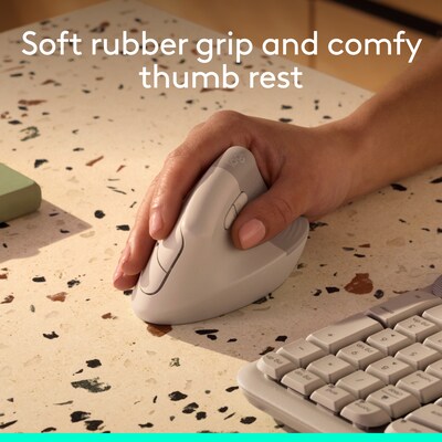Logitech Lift Wireless Ergonomic Optical Mouse, Sand (910-007663)