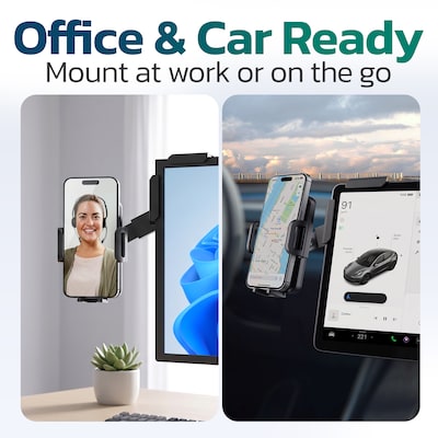 Purely P60 Universal Phone Holder for Computer and Car Screens up to 0.7 with Adjustable Arm Holder