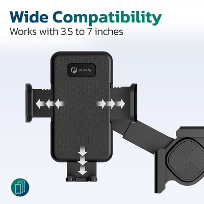 Purely P60 Universal Phone Holder for Computer and Car Screens up to 0.7" with Adjustable Arm Holder, Black (PSHP60BK)