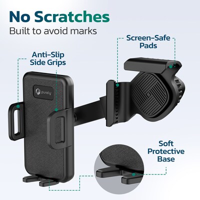 Purely P60 Universal Phone Holder for Computer and Car Screens up to 0.7" with Adjustable Arm Holder, Black (PSHP60BK)