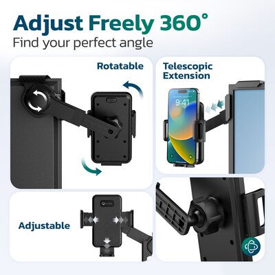 Purely P60 Universal Phone Holder for Computer and Car Screens up to 0.7" with Adjustable Arm Holder, Black (PSHP60BK)