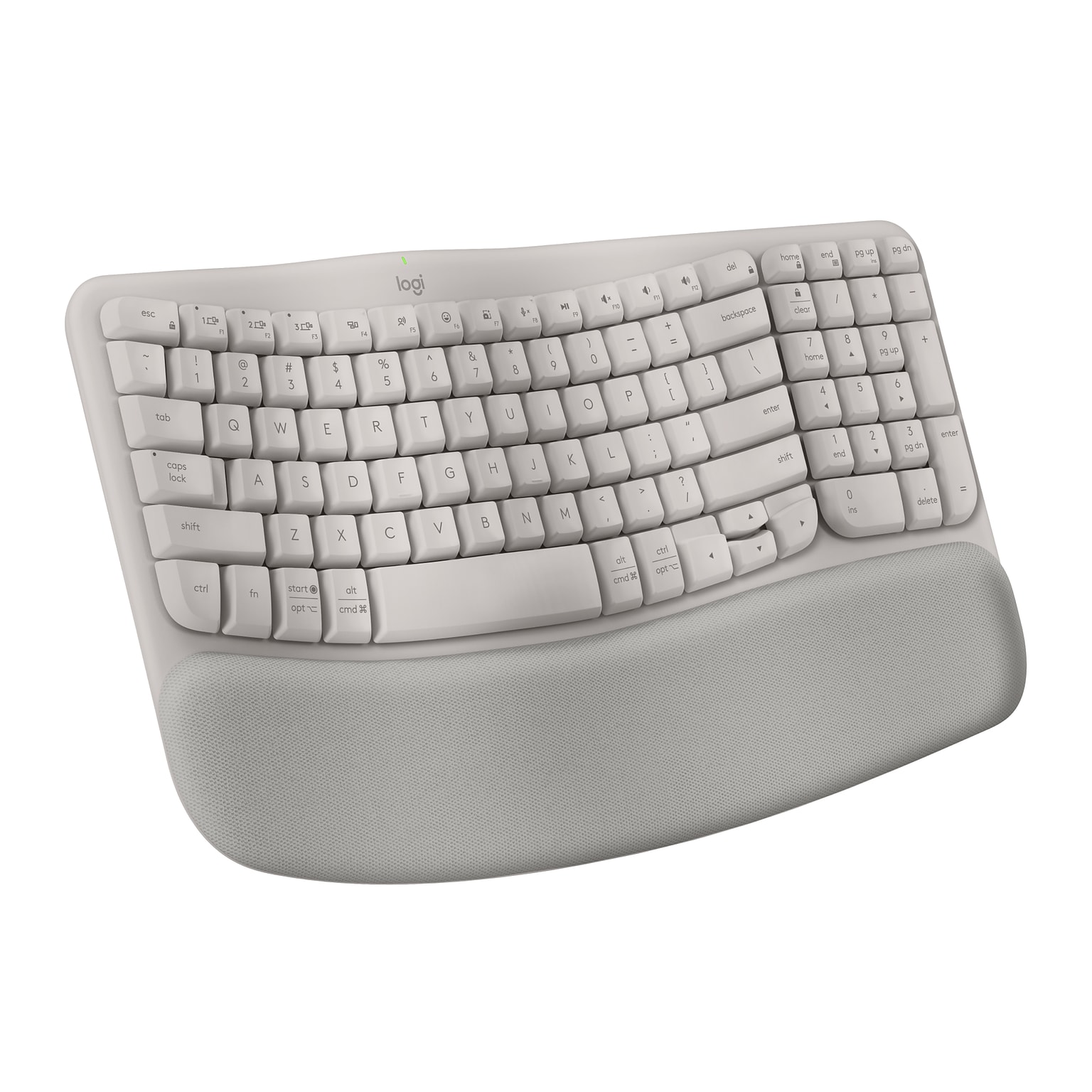 Logitech Wave Keys Wireless Ergonomic Keyboard, USB-A, Sand (920-013925)