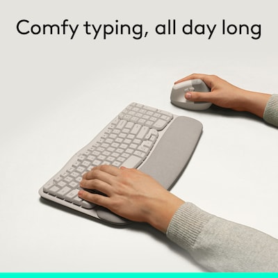 Logitech Wave Keys Wireless Ergonomic Keyboard, USB-A, Sand (920-013925)
