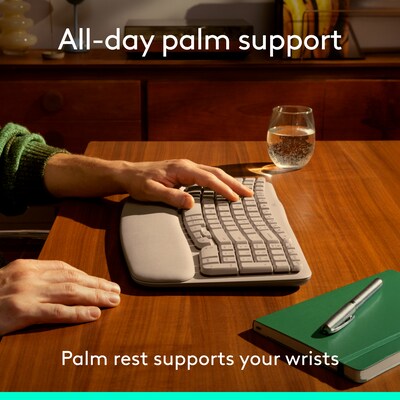 Logitech Wave Keys Wireless Ergonomic Keyboard, USB-A, Sand (920-013925)
