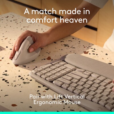Logitech Wave Keys Wireless Ergonomic Keyboard, USB-A, Sand (920-013925)