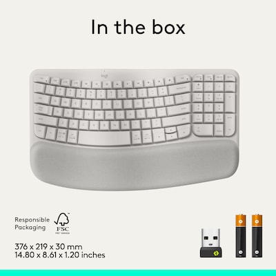 Logitech Wave Keys Wireless Ergonomic Keyboard, USB-A, Sand (920-013925)