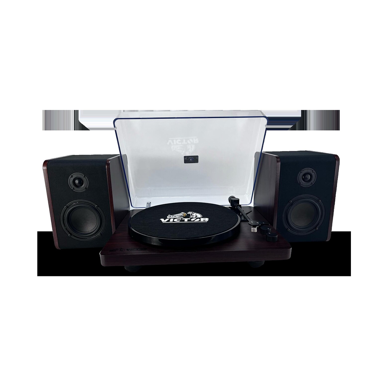 Victor Lincoln Record Player with Stereo Speakers, Black (VWRP-1600)