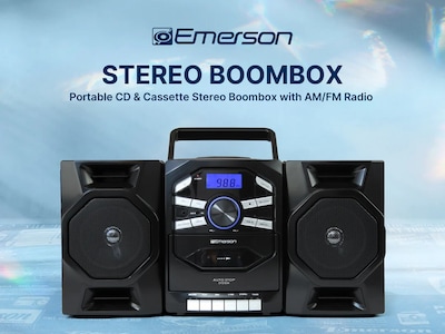 Emerson EPB-4000 Portable CD Player Boombox with Cassette Player, Black