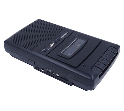 Emerson EPC-3000 Portable Cassette Player and Recorder with Built-In Speaker, Microphone, Black