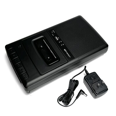 Emerson EPC-3000 Portable Cassette Player and Recorder with Built-In Speaker, Microphone, Black