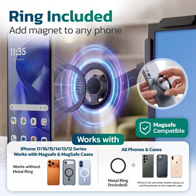 Purely P70 Magnetic Phone Holder for Computer and Car Monitors, Black (PSHP70BK)