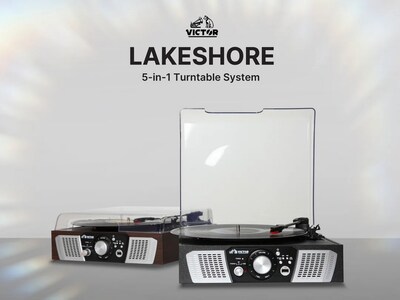 Victor VHRP-1100 Lakeshore 5-in-1 Turntable System with Record Player, Bluetooth, USB Playback and Recording, FM Radio