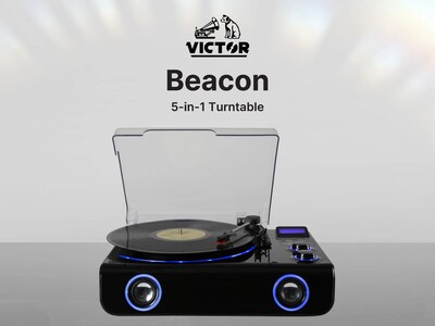 Victor VHRP-1200 Beacon 5-in-1 Turntable System with Record Player, Bluetooth, FM Radio, Built-in Stereo Speakers