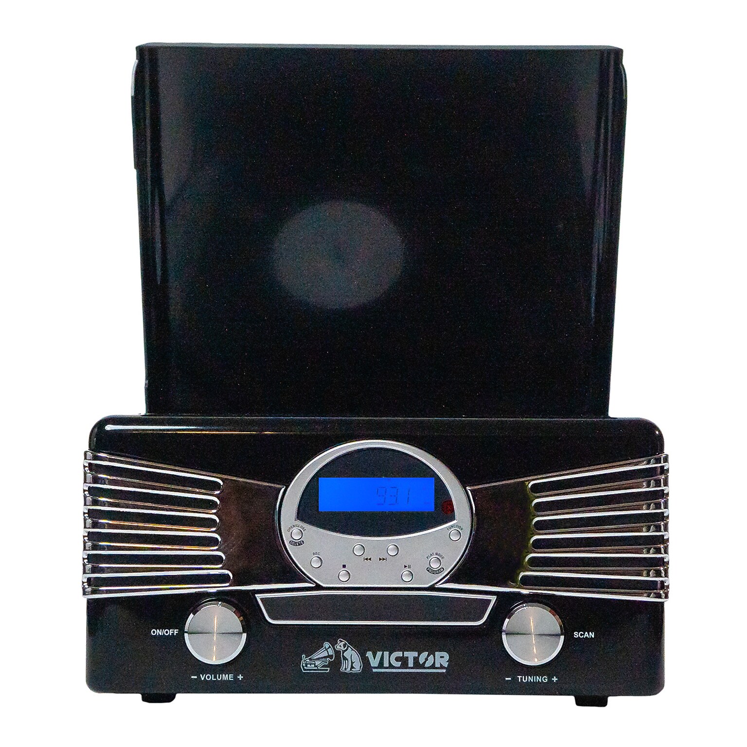 Victor VHRP-1400 Diner 7-in-1 Bluetooth Turntable Music Center with Record Player, CD/MP3 Player, AM/FM Radio, Black