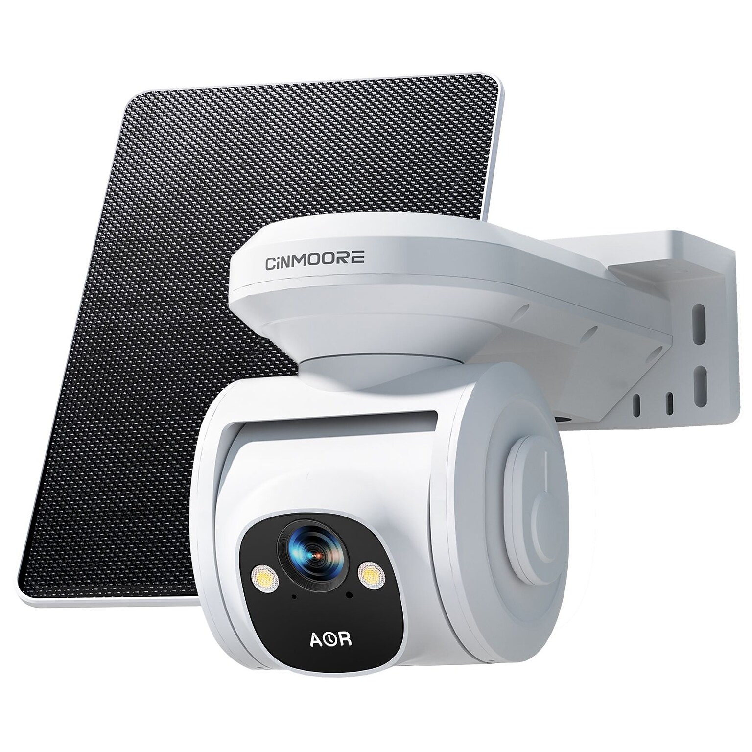CiNMOORE Dual Band Wifi Pan & Tilt Camera with Solar Panel, White (PT2WU)