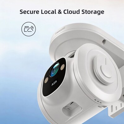 CiNMOORE Dual Band Wifi Pan & Tilt Camera with Solar Panel, White (PT2WU)
