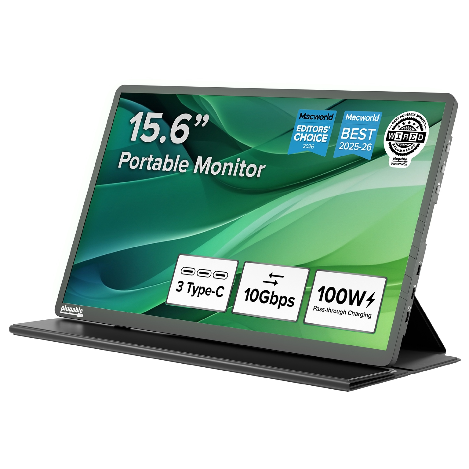 Plugable 15.6 60Hz Portable Monitor, Universal Docking Staton, Gray (USBC-PDMON)