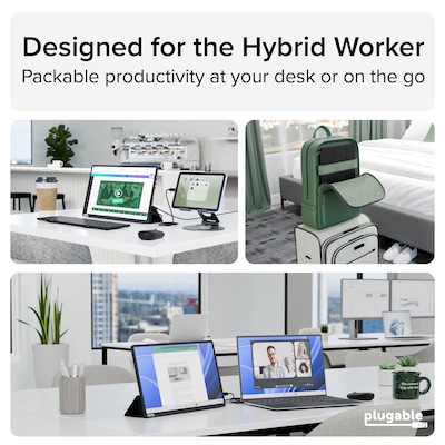 Plugable 15.6" 60Hz Portable Monitor, Universal Docking Staton, Gray (USBC-PDMON)